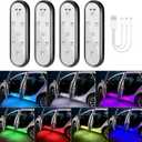 CARFIB Car Door Lights LED 7 Color Projector Lights Magnetic Sensing Welcome Door Sill Courtesy Projection Rechargeable USB Wireless Car Interior Atmosphere Warning Lamps 4Pcs