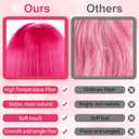 PLULON 4Pcs Hot Pink Bob Wigs with Heart Plastic Sunglasses Hair Cap for Women, Neon Short Bob Wig Colored Funny Cosplay Hair for Women Men Daily Bachelorette Halloween Costume Party Decorations