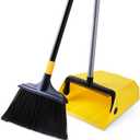 Yocada Commercial Broom and Dustpan Set with Comb Commercial Outdoor Indoor for Courtyard Garage Lobby Mall Market Floor Home Kitchen Room Office Pet Hair Rubbish (Size One)