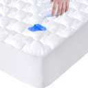 Full Size Mattress Protector Pad Waterproof Quilted, Breathable & Cooling Full Mattresses Pad Cover Fitted for Double Bed with Deep Pocket Up to 14", (White)