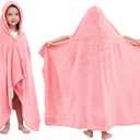 Hiturbo Kids Hooded Bath Towel: Soft Plush Pool Beach Fleece Towel Blanket - 50"x30" Toddler Towels Wrap for Boys Girls 3-12 Years (Pink)