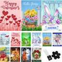 Seasonal Garden Flags Set of 10 12x18 inch Double Sided Yard Flags, Outside Small Garden Flag with Anti-Wind Clip and Stopper, Outdoor Holiday Lawn Decorative Decor