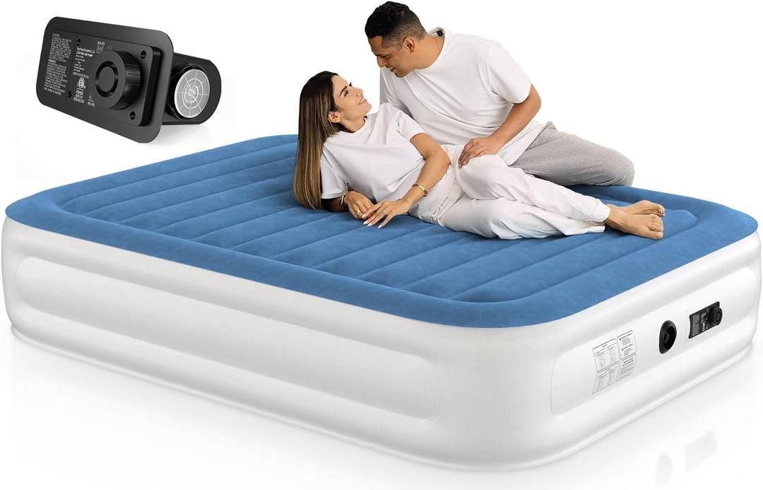 Lavisx King Air Mattress 20 Inches High King Air Bed Mattress with Built in Pump 1 Button to Start Inflate Deflate 3 Mins Fast Self Inflating Air Mattress Suitable Indoor Outdoor