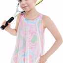 Gogokids Girls 2 Piece Activewear Set, Tulle Sleeveless Tank Tops and Athletic Shorts (Green)