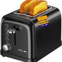 RAMJOY Black Toaster 2 Slice, Extra Wide Slot Toaster for Bagels, Bread, Waffles, 7 Shade Settings, 4 Main Functions, Removable Crumb Tray, 900 Watts Toasters, Black Stainless Steel