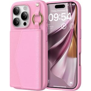 TAURI for iPhone 16 Pro Max Case, Removable Magnetic Wallet Case with Card Holder, [Compatible with MagSafe] Durable PU Leather Phone Case with Wireless Charging, Pink