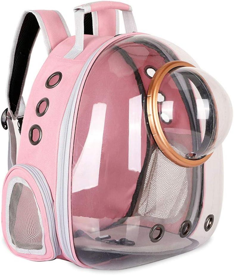 Pet Space Capsule Backpack, Small Medium Cat Puppy Dog Carrier, Transparent Breathable Heat Proof, Pet Carrier for Travel Hiking Walking Camping, Pink