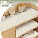 Shelf Liners for Kitchen Cabinets 12in x 20FT, Non Adhesive Cabinet Liner Strong Non-Slip Thickened Gold Geometric Drawer Liner, Easy to Clean for Shelf, Cabinet with Knife and Tape Measure, 12"W x 236.2"L