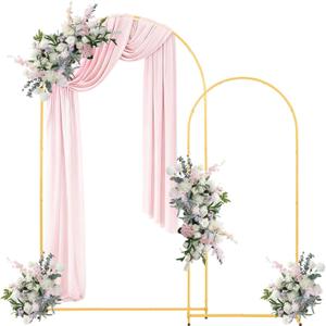 VEVOR Arch Backdrop Stand, Set of 2, 7.2 ft and 6 ft, Stable Structure, Easy Assembly, Gold Metal Arch Backdrop Stand for Wedding, Birthday Party, Graduation, Celebration, and Ceremony Decoration