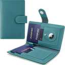 ALLIVE Family Passport Holder for Women & Men, RFID Blocking Passport Wallet with AirTag Slot, Genuine Leather Passport Cover Family Travel Gift & Airport Essentials (Lake Blue)