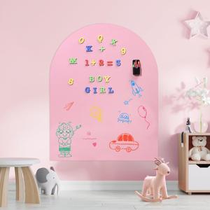Large 44x35 Inches Magnetic Wall Decal for Kids Upgraded Strong Adhesive, Thickened Iron Layer, Self-Adhesive Magnetic Chalkboard for Wall, Wallpaper for Home Decor & Kids Playroom (Pink)