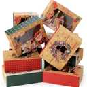 12Pcs Christmas Cookie Boxes with Window for Gift Giving, Kraft Bakery Gift Wrapping Boxes with Cards and Jute Rope, Holiday Treat Boxes for Cookies, Brownies, Donuts, Xmas Cookie Containers With Lids
