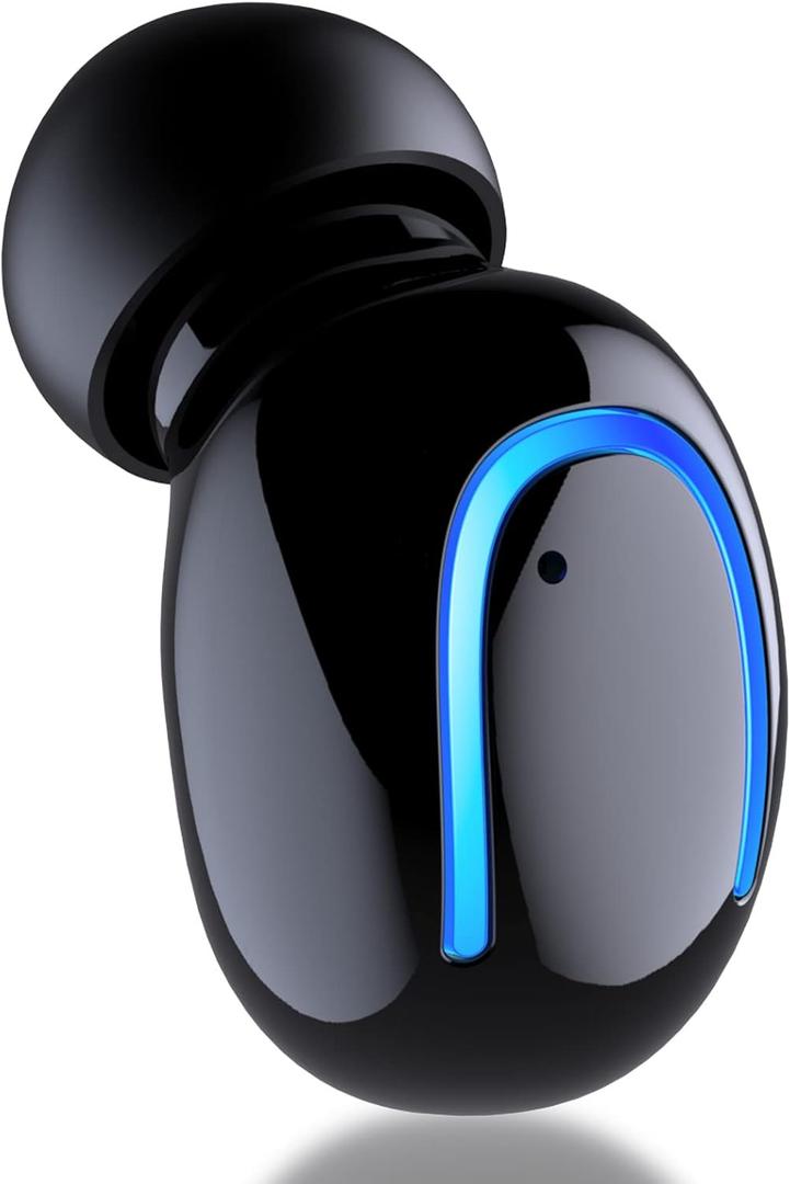 Mini Bluetooth Single Earbud Small Wireless Invisible HeadphonesSingle Earphone with 6 Hour Playtime for iPhone and Android Smart Phones PC TV Audiobook (Black)