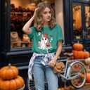 Women's Floral T-Shirts Graphic Loose Tees Sunflower Graphic Summer Short Sleeve Boho Casual Tops (Green, M)