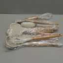 CAROTE Silicone Cooking Utensils Set, Kitchen Utensils Set 10 Pcs for cooking, BPA Free Spatula Set with Heat Resistant Wood Handles for Nonstick Cookware (Cream White)