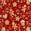 Christmas Shower Curtain Gingerbread Cookies House Cute Cratoon Snowflake Winter Holiday Happy New Year Bath Curtain with Hook (70"W x 70"L (Pack of 1), Red Brown)