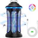 Rechargeable Bug Zapper Outdoor & Indoor, Mosquito Zapper, Fruit Fly Trap, Gnat Moths Catcher, 4200V Grid, USB Charging, 4000mAh Battery, Fit for Home, Kitchen, Backyard, Camping, Patio, Black