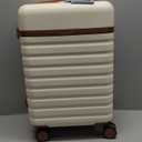 Kono Medium Sized Checked Luggage, 24 Inch Expandable with Spinner Wheels, TSA Lock, ABS + PC Lightweight Travel Suitcase with Larger Capacity and Lighter Weight, Cream Brown