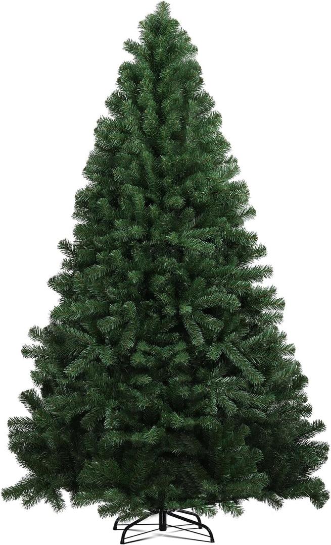 COMHOMA 6.5ft Spruce Artificial Holiday Christmas Tree with 1,000 Branch Tips, Party Decoration Tree with Foldable Design, Christmas Spruce Tree for Home, Office