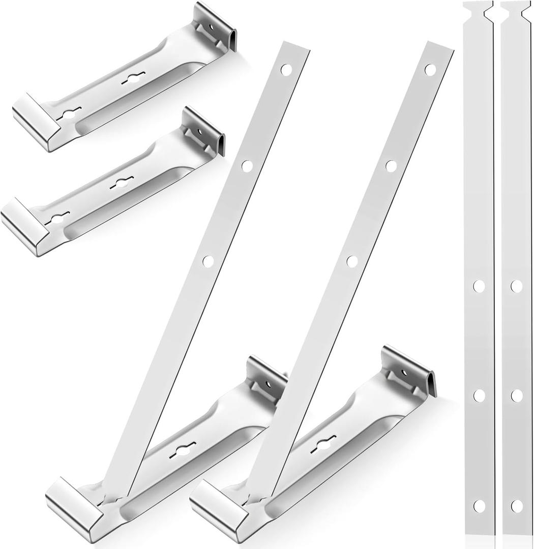 SHENLIU 25 Sets 5" Aluminum Roof Gutter Hanger with Straps, Durable Strong Roof Gutter Support Brackets for Fixing Without Eaves Ideal for Aluminum and Steel Gutters