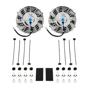 7'' Inch Chrome Universal Slim Fan Push Pull Electric Radiator 12V 80W High Performance Cooling Fan Mount Kit Set of 2 7'' Inch Chrome Universal Slim Fan Push Pull Electric Radiator 12V 80W High Performance Cooling Fan Mount Kit Set of 2