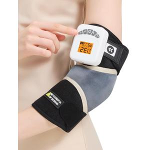 AOBOCO Cordless Elbow Heating Pad with Vibration, 5000mAh Rechargeable Arm Massager for Tendonitis and Tennis Elbow, Portable Heated Brace Wrap, 104-140 Heat Levels, 3 Vibration Modes