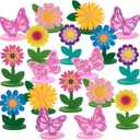 SUNBEAUTY 18PCS Flower Felt Centerpieces for Tables Flower Butterfly Birthday Party Decorations for Spring Table Decoration Home Office Girl Birthday Mother's Day Decorations