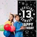 Official Teenager 13th Birthday Decorations for Boys Girls - Fabric 13 Year Old Birthday Backdrop Banner, Yard Sign, Photo Props, Door Decor - Black White Birthday Party Supplies
