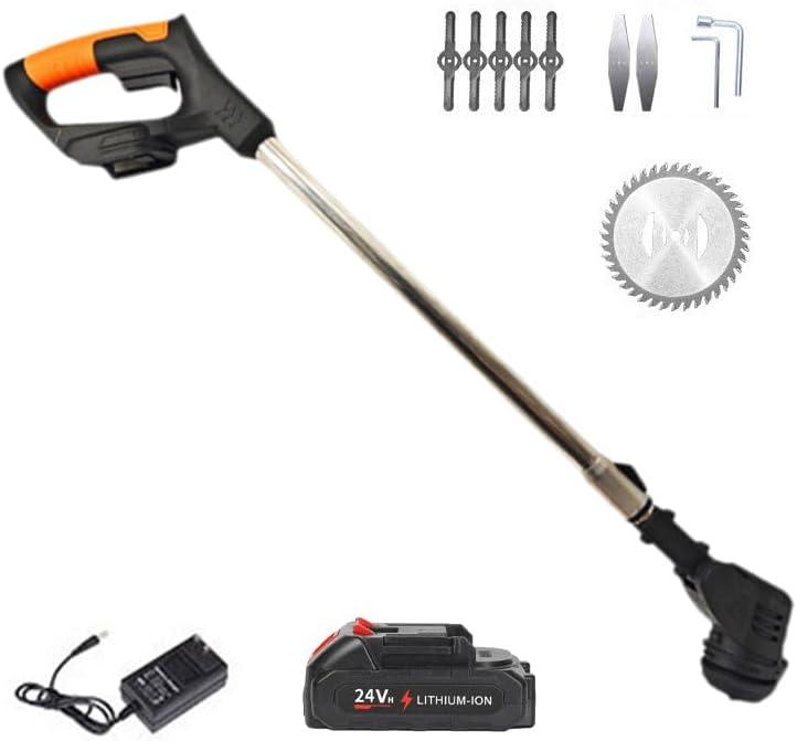 1500W Portable Lawn Trimmer, Electric Stringless Weed Wacker, 90 Adjustable Head Angle, Stingless Lightweight Grass Weedeater Blades for Dense Weeds and Garden Yard Trimming (Black(24V Battery))