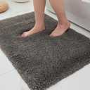 ILANGO Dark Gray Bathroom Rugs 24"  17" Small Non Slip & Super Absorbent Extra Thick Soft, Washable Bath Mat for Floor, Microfiber Plush Shaggy Bath Rug with Rubber for Bathtub Shower Room Sink