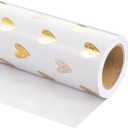 WRAPAHOLIC 30 Inch Heart Wrapping Paper Roll - 30 Inch x 16.5 Feet - Gold Foil Heart Design for Valentines Day, Wedding, Bridal Shower, Birthday, Baby Shower