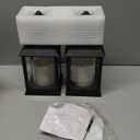 Bright Zeal 2-Pack 9.5" Vintage Decorative Candle Lantern with LED Flickering Flameless Candle (Black, 8hr Timer) - Indoor Hanging Lanterns Decorative Lanterns Battery Powered LED Candle Timer Candle