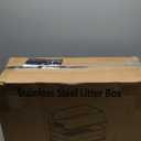 Stainless Steel Litter Box, 23.6" L x 15.7" W Drawer Type Semi-Enclosed Cat Litter Box with Sifting Pan, Scoop for Big Cat Easy Cleaning