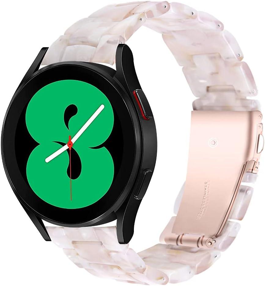 Resin Watch Bands Compatible with Samsung Galaxy Watch 7/6/5/4/FE 40mm 44mm, Galaxy Watch 6/4 Classic 42mm 43mm 46mm 47mm/5 pro 45mm/3 41mm,20mm Wristband for Women Men (Pink Flower)
