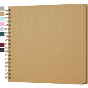 10 x 10 Inch DIY Scrapbook Photo Album Hardcover Kraft Blank Page Acid-Free, 40 Pages (20 Sheets) Memory Book for Wedding Anniversaries Family Baby Memories Small Scrapbooking Projects, Yellow