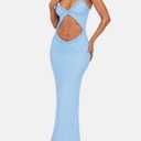 ISZPLUSH Women's Sleeveless All Mesh Dress Sexy Mini Tassel Cut Out See Through Dress High Slit Ruffle Hem Mesh Club Outfit (S)