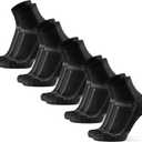 DANISH ENDURANCE Cushioned Running Socks for Long Distances, Quarter Length, Anti-Blister for Men & Women, 3 and 5 Pack (Large, Black/Grey 5-pack)