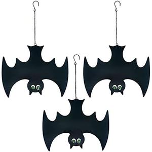 Metal Bats, Silhouette Pendant Outdoors Halloween Yard Decorations, Set of 3 (Black)