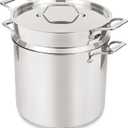 All-Clad Simply Strain Stainless Steel Stockpot, Multipot With Insert & Lid, 16 Quart Induction Oven Broiler Safe 600F, Strainer, Pasta Strainer with Handle, Steamer Pot, Pots and Pans, Silver