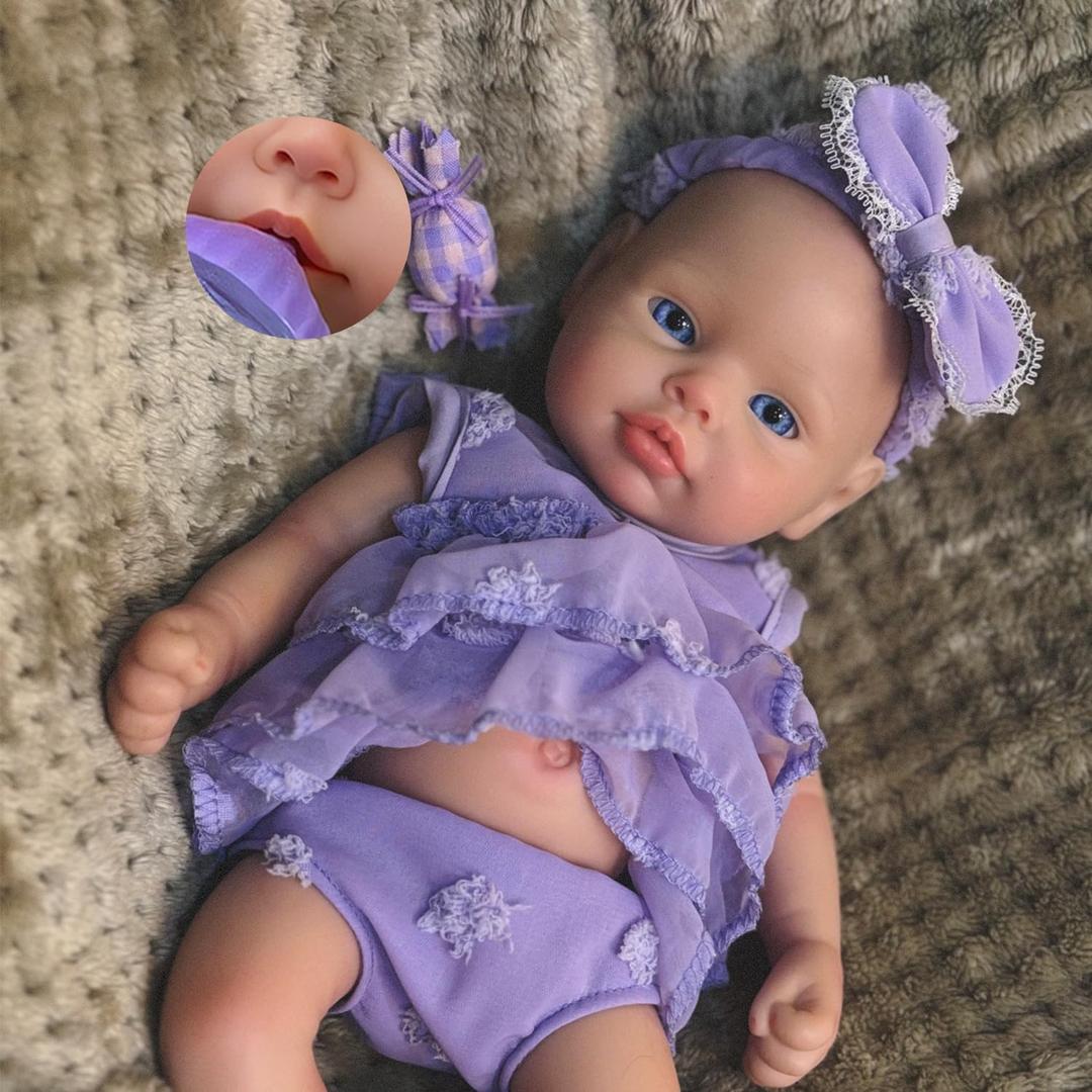 Aniiyy 13 Inch Full Body Silicone Reborn Baby Doll Can Open Mouth More Interactive,Realistic Silicone Reborn Baby Doll for Kids & Collectors