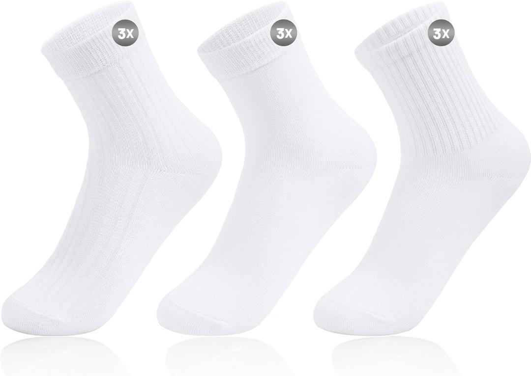 9P Kids Socks Boy&Girl Toddler Crew Ruffle Sock Dress School Uniform (M)