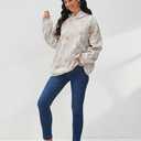 Eutten Womens Camo Hoodies Maple Leaf Print Oversized Hooded Sweatshirt Fleece Pullover Sweatshirts Long Sleeve with Pocket (Beige, M)