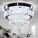 Chandelier 11.8" Modern Crystal Chandeliers Crystal Light Fixtures Flush Mount Chandelier Ceiling Light Chandeliers for Bedrooms Living Room Dining Room Hallway (Cool White)