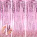 3 x Valentines Day 3 Pack 3.3 * 8.3 ft Foil Curtain Metallic Tinsel Fringe Curtains Photo Booth Props Backdrop for Birthday Wedding Engagement Baby Shower Christmas Holiday Celebration Partyl,Pink