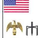 Flag Poles for Outside in Ground: 10 FT Flag Poles in Ground with 5 Pronges Base, Flag Pole Kit with 3x5FT American Flag for Yard Residential Commercial