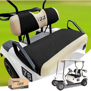 10L0L Golf Cart Seat Covers Kit - Universal Fit for EZGO TXT/RXV Front Seats | Breathable Mesh Fabric | Easy Installation | Black & Beige (No Staples Required) 10L0L Golf Cart Seat Covers Kit - Universal Fit for EZGO TXT/RXV Front Seats | Breathable Mesh Fabric | Easy Installation | Black & Beige (No Staples Required)