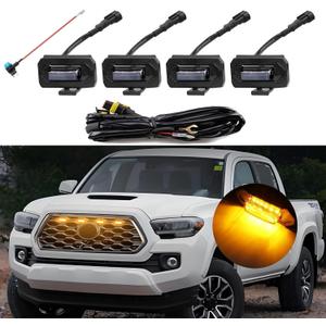 4Pcs Front Grille Lights Compatible with Tacoma 2020 2021 2022 2023 TRD Off-Road and Sport OEM Grille, 6 LED Beads Brighter Grille Light (Amber)