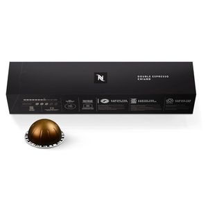 Nespresso Capsules Vertuo, Double Espresso Chiaro, Medium Roast Espresso Coffee, 10-Count Coffee Pods, Brews 2.7oz.