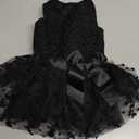 CuteBone Dog Birthday Dress Girl Puppy Skirt Tutu Cat Wedding Outfit Pet Party Clothes for Small Dogs Costume DD15M Size Medium, Black 