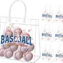 20 Pack Baseball Snack Bags with Handles Clear PVC Baseball Gift Bag Baseball Party Favors Reusable Waterproof Baseball Goodie Bags
